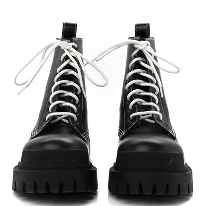 Balenciaga Calfskin Womens Strike 20mm Lace Up Boots 39 Black 2 of 9