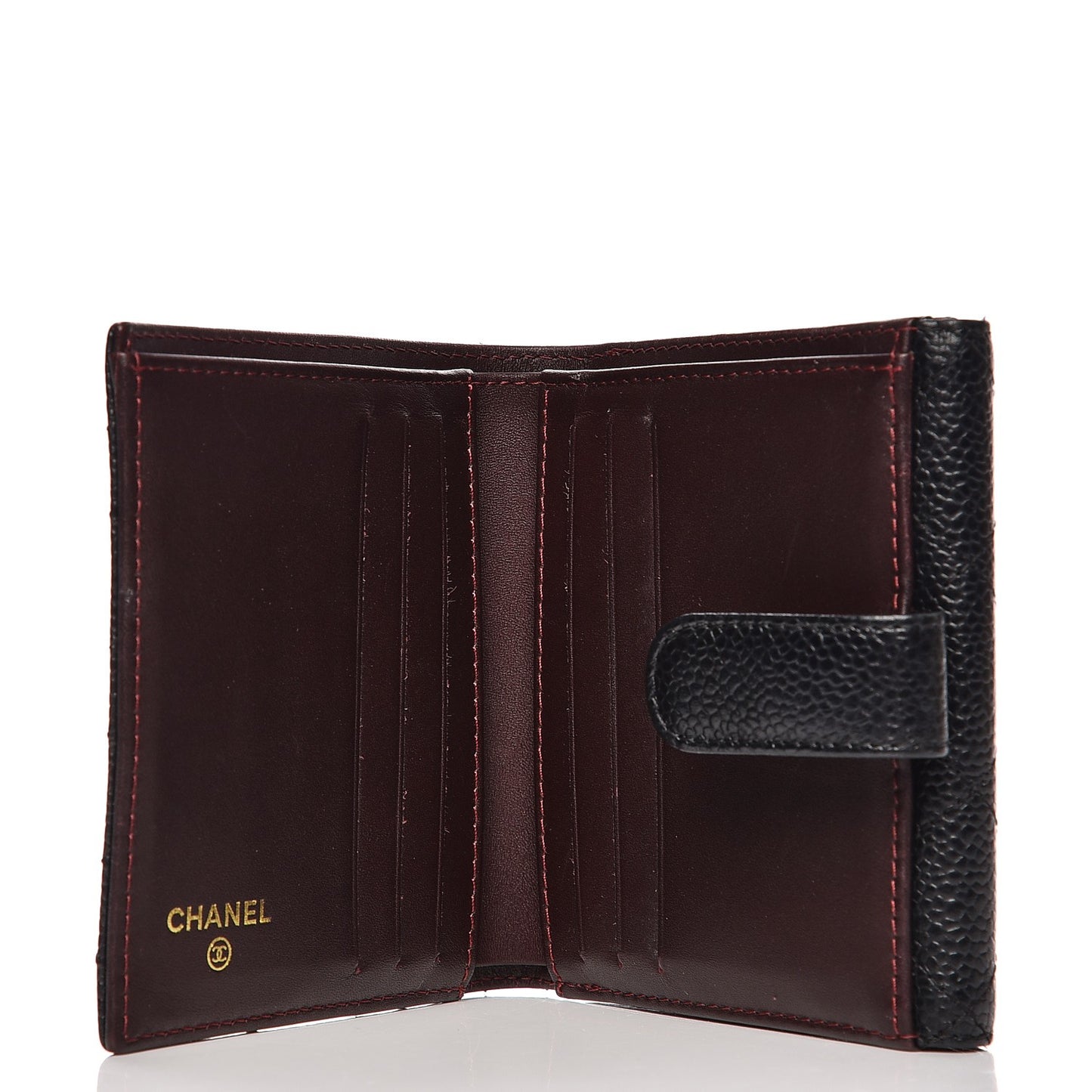 Caviar Quilted Compact French Flap Wallet Black