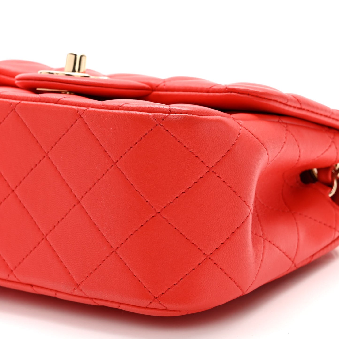Lambskin Quilted Mini Square Flap Red