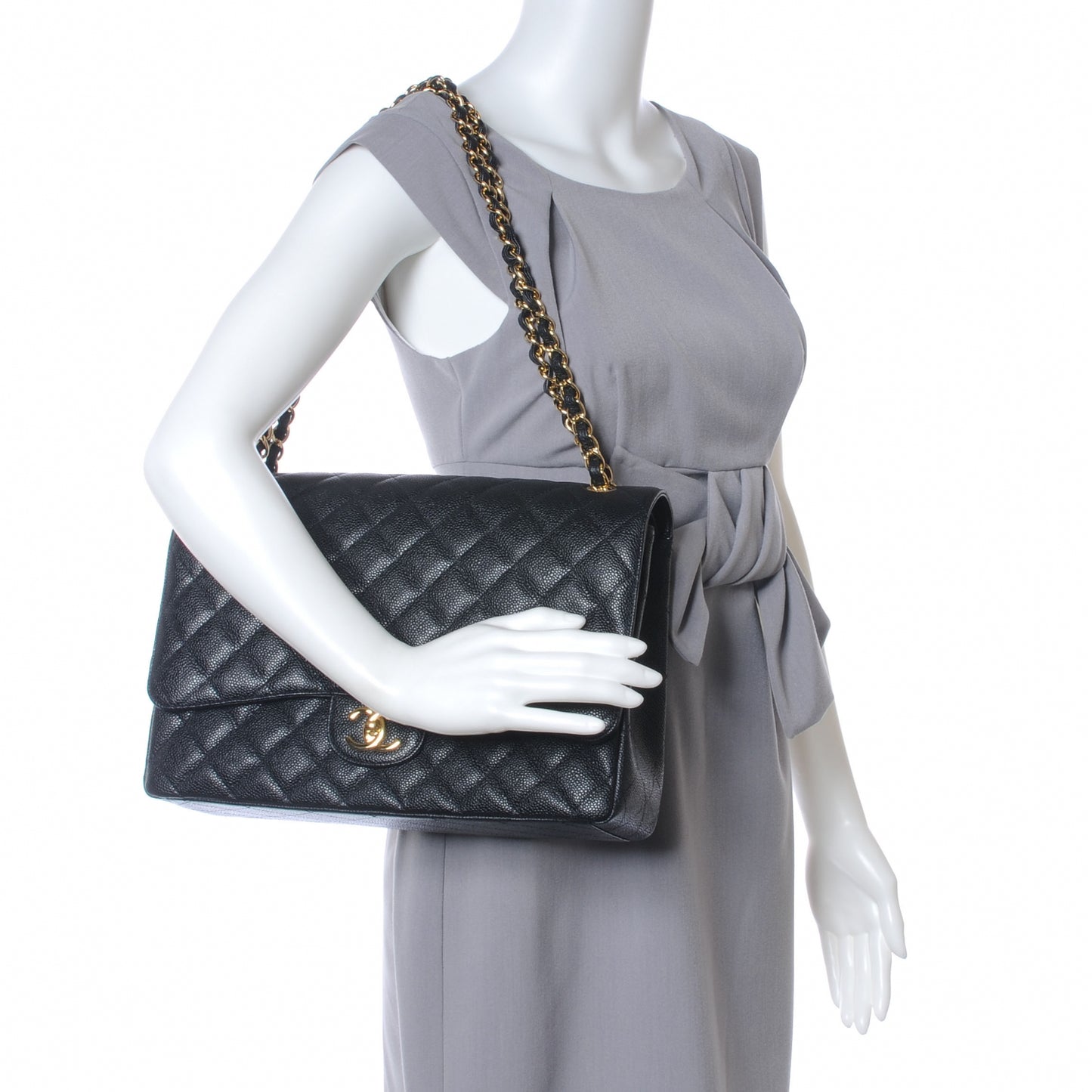 Caviar Quilted Maxi Double Flap Black