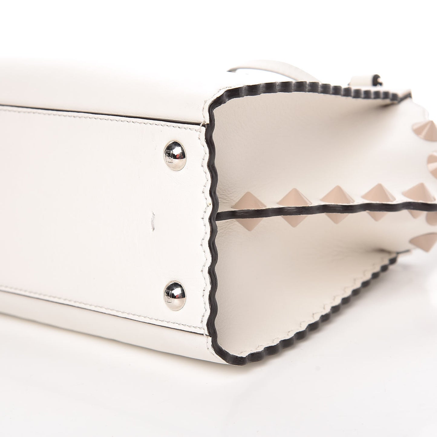 Vitello Dolce Scalloped Studded Mini 3Jours Tote White Ice Nuvola
