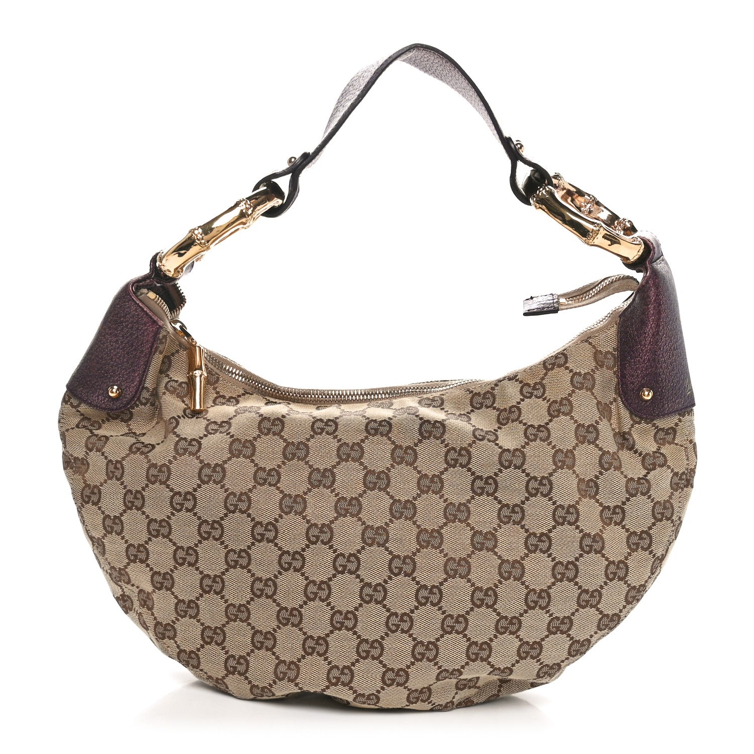 Gucci Monogram Bamboo Ring Hobo Aubergine 1 of 11