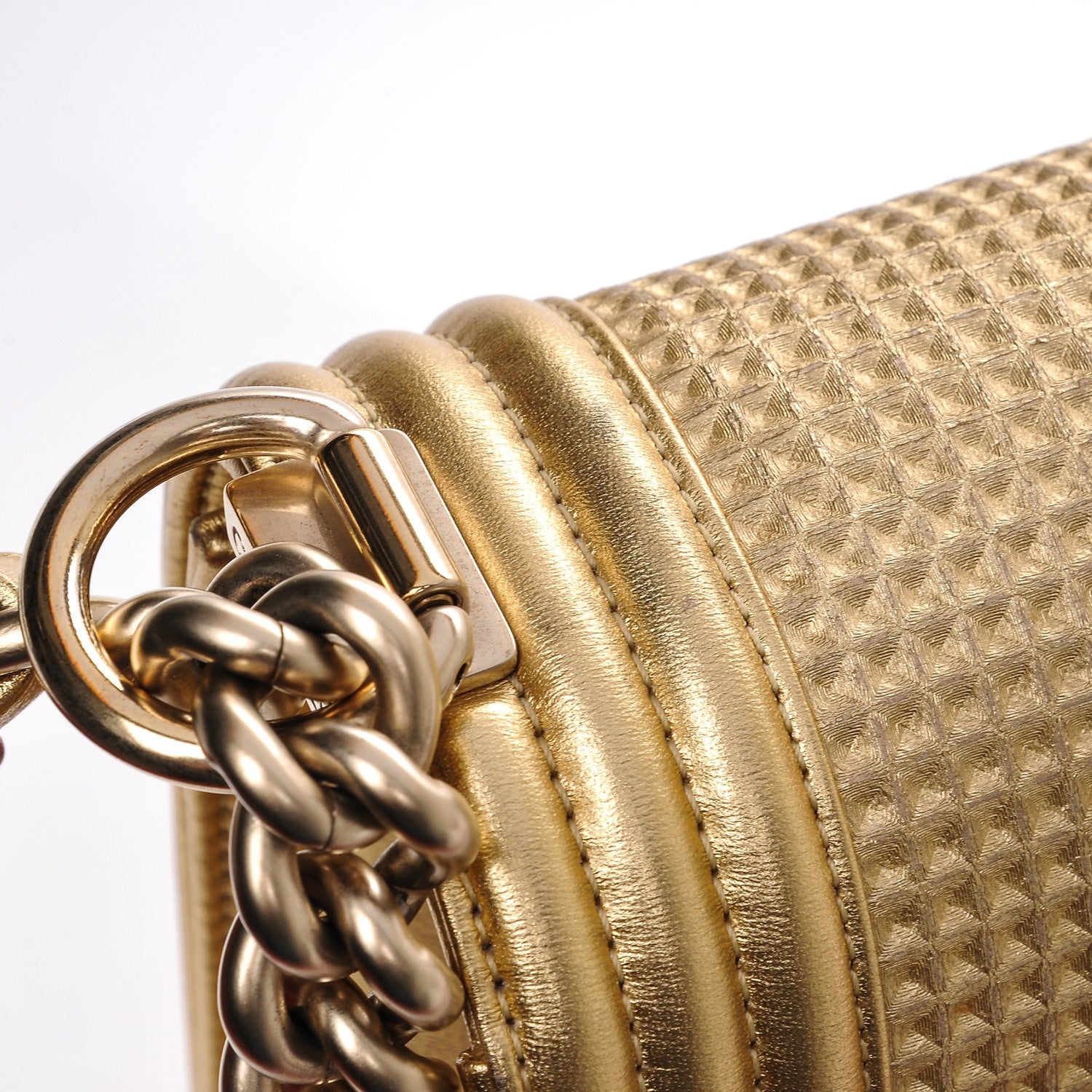 Chanel Metallic Lambskin Embossed Medium Cube Boy Flap Gold 8 of 10