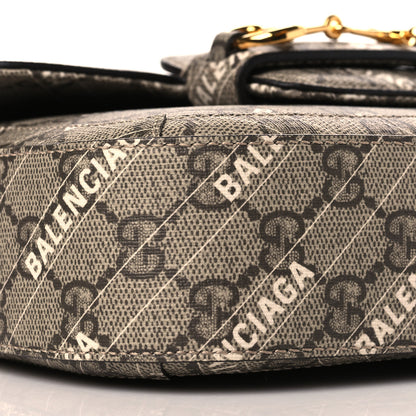 Gucci X BALENCIAGA GG Supreme Monogram Web Logo Print Mini Horsebit 1955 Shoulder Bag Beige Ebony 9 of 11