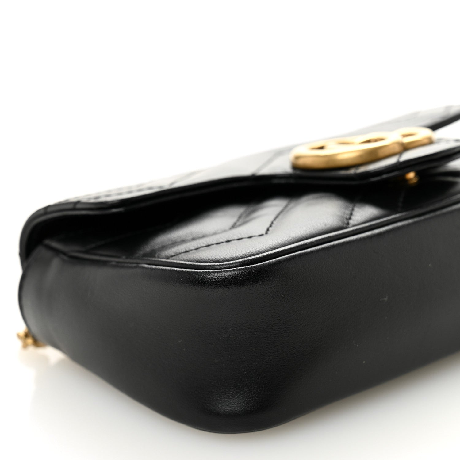 Gucci Calfskin Matelasse Super Mini GG Marmont Shoulder Bag Black 9 of 10