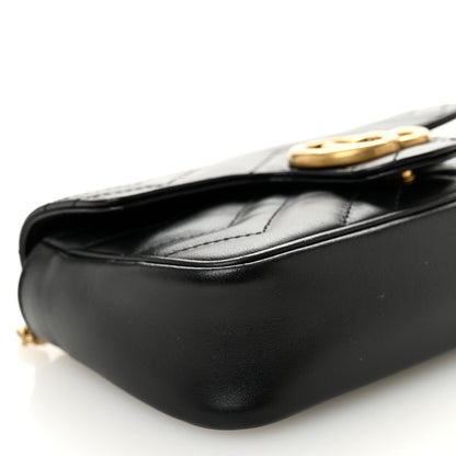 Gucci Calfskin Matelasse Super Mini GG Marmont Shoulder Bag Black 9 of 10