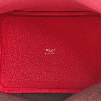 Hermes Taurillon Clemence Casaque Picotin Lock 18 PM Rouge Sellier Framboise 5 of 10