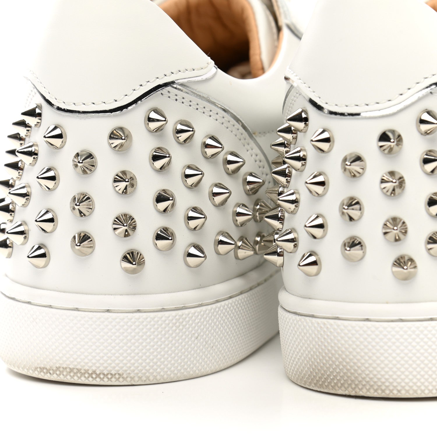 Christian Louboutin Calfskin Spikes Womens Vieira 2 Flat Sneakers 38 White 10 of 11