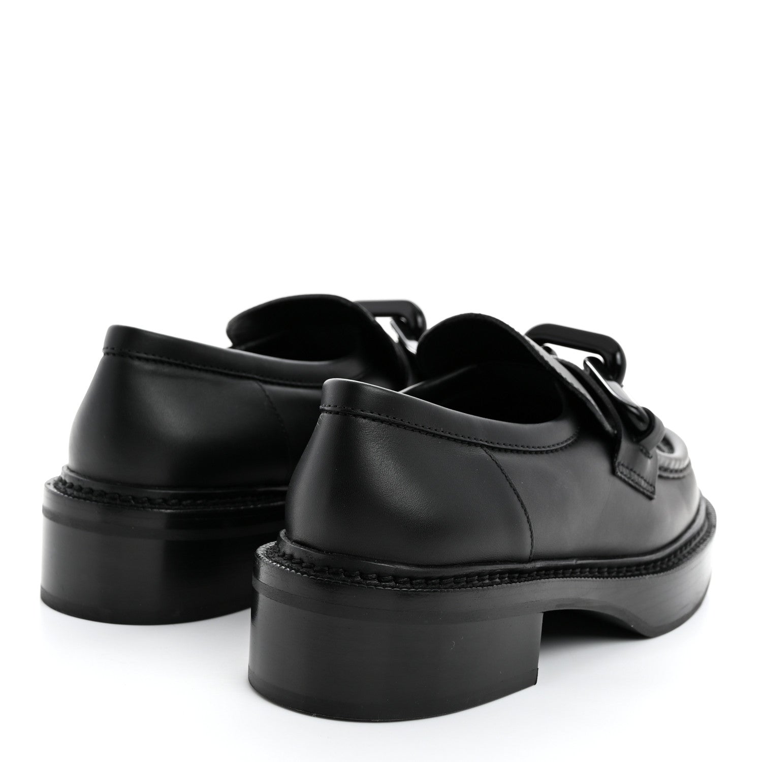Louis Vuitton Calfskin Oversized Chain Academy Loafers 37 Black 4 of 8