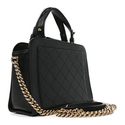 Chanel Grained Calfskin Stitched Small Label Click Shopper Tote Black 3 of 10