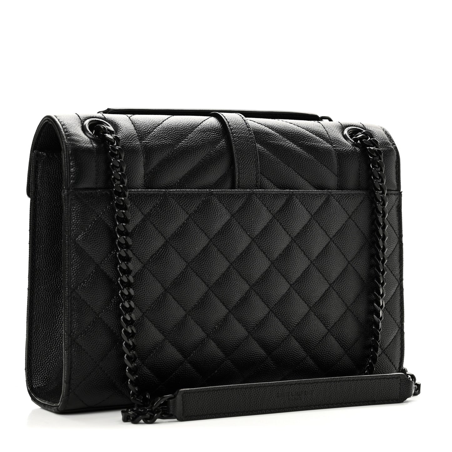 Grain De Poudre Textured Mixed Matelasse Triquilt Medium Monogram Monochrome Satchel Black