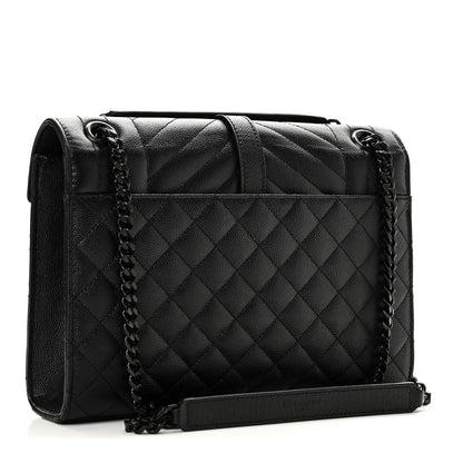 Saint Laurent Grain De Poudre Textured Mixed Matelasse Triquilt Medium Monogram Monochrome Satchel Black 2 of 9