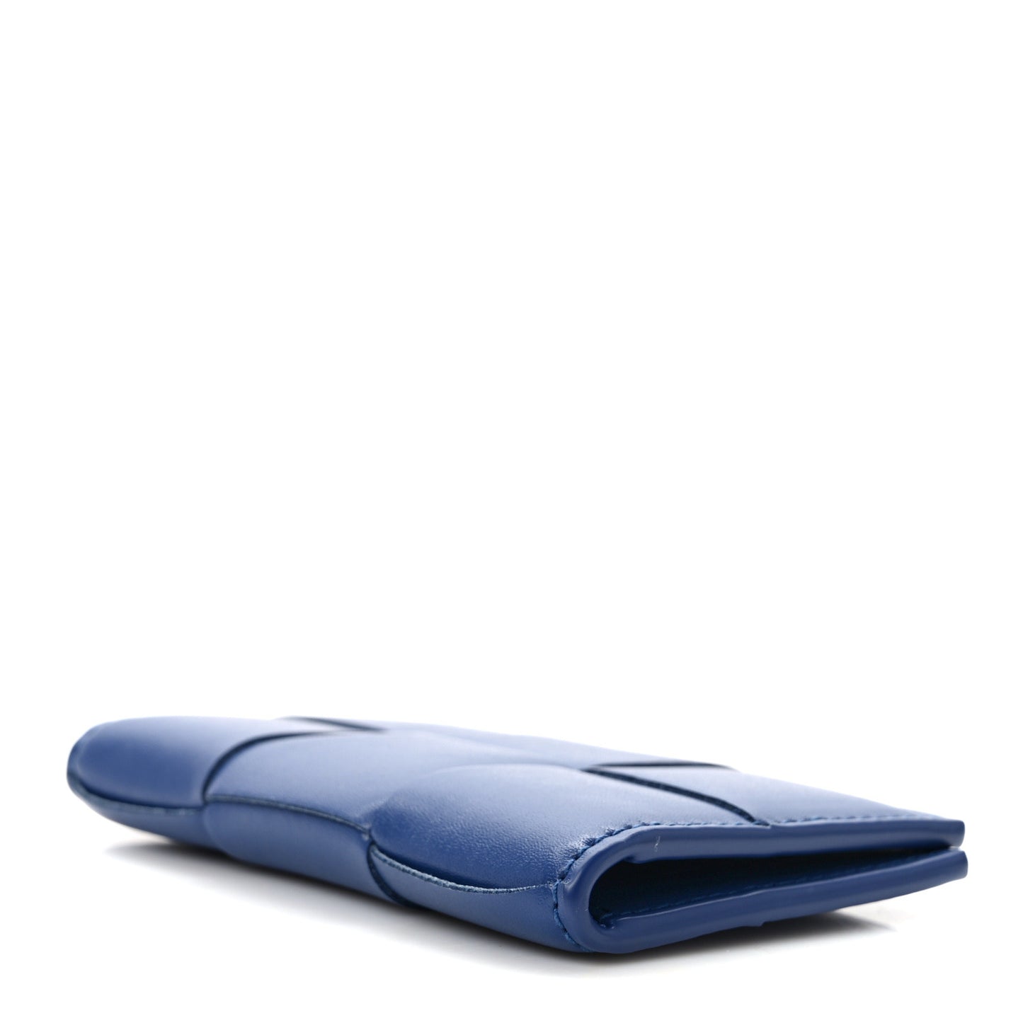 Nappa Intreccio Cassette Flap Card Case Blue