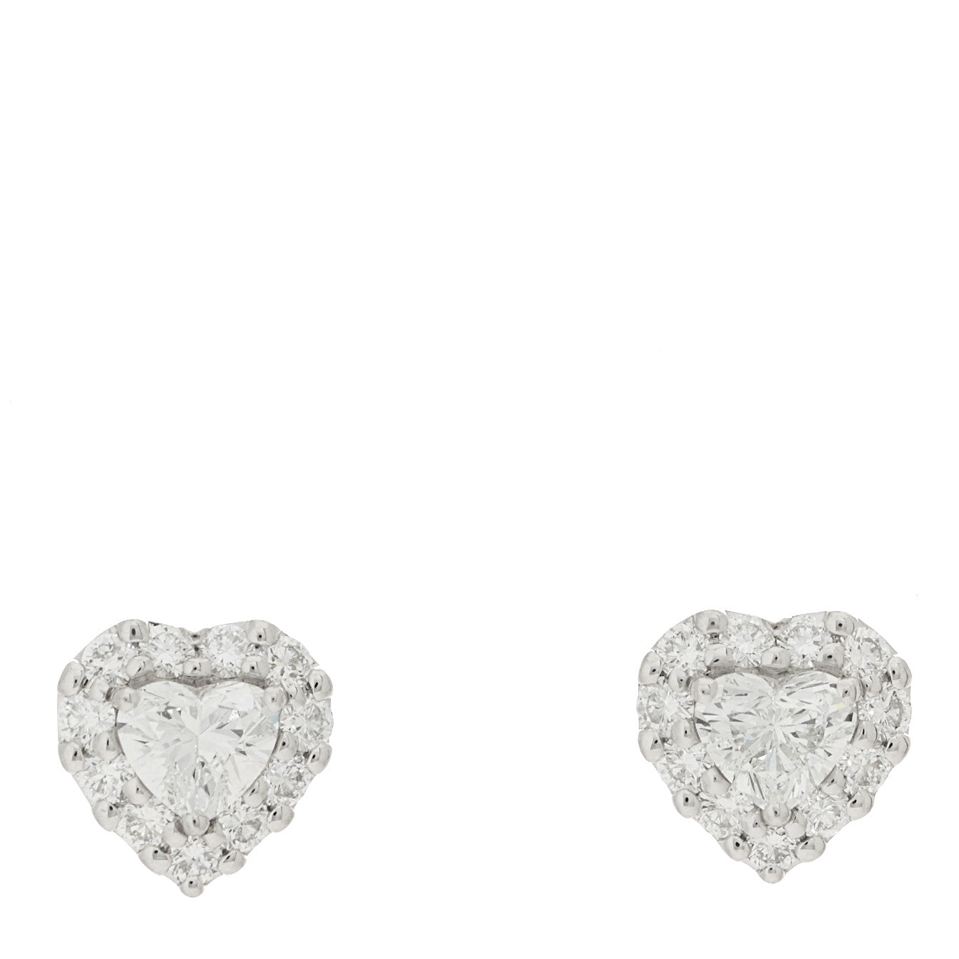 Graff 18K White Gold Diamond 1.66ctw Icon Heart Stud Earrings 1 of 5