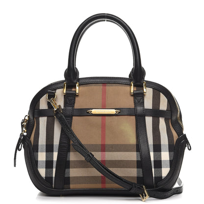 Burberry Bridle Calfskin House Check Small Orchard Bowling Bag Black 1 of 13