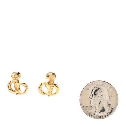 Christian Dior Metal CD Clip On Earrings Gold 2 of 4