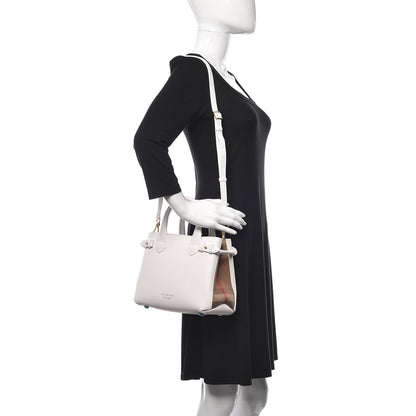 Burberry Grainy Calfskin House Check Small Banner Tote Chalk White 2 of 12