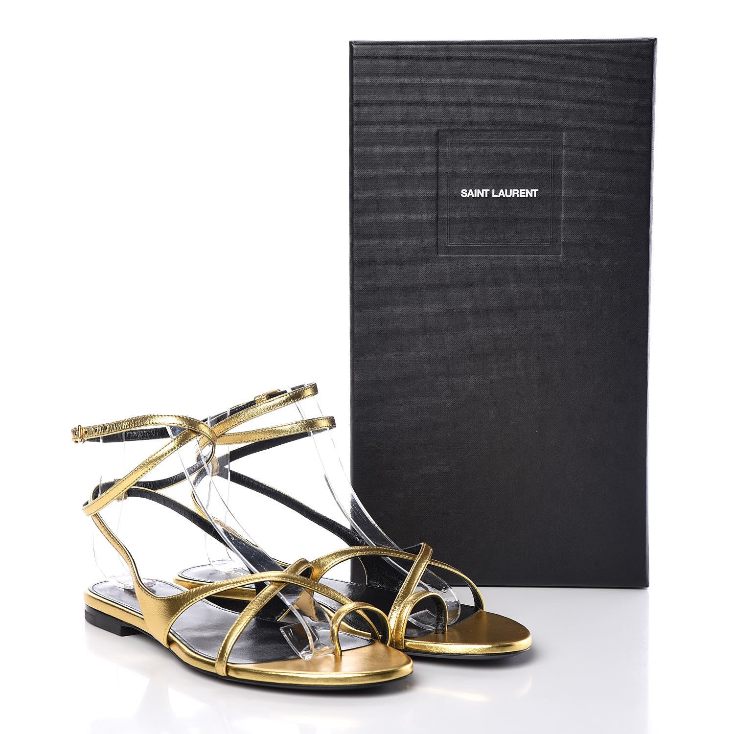 Saint Laurent Metallic Lambskin Gia 05 Ankle Sandals 37 Oro 8 of 8