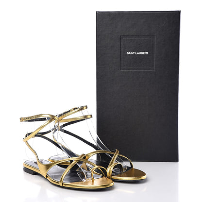Saint Laurent Metallic Lambskin Gia 05 Ankle Sandals 37 Oro 8 of 8