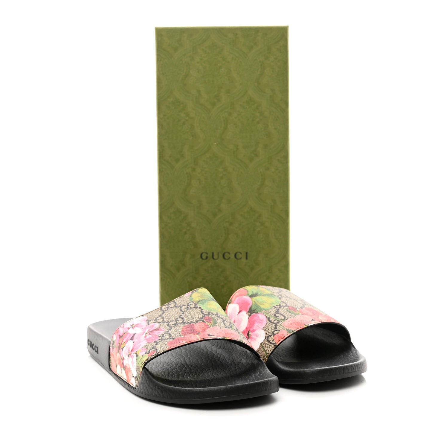 GG Supreme Monogram Blooms Slide Sandals 39 Beige Multicolor