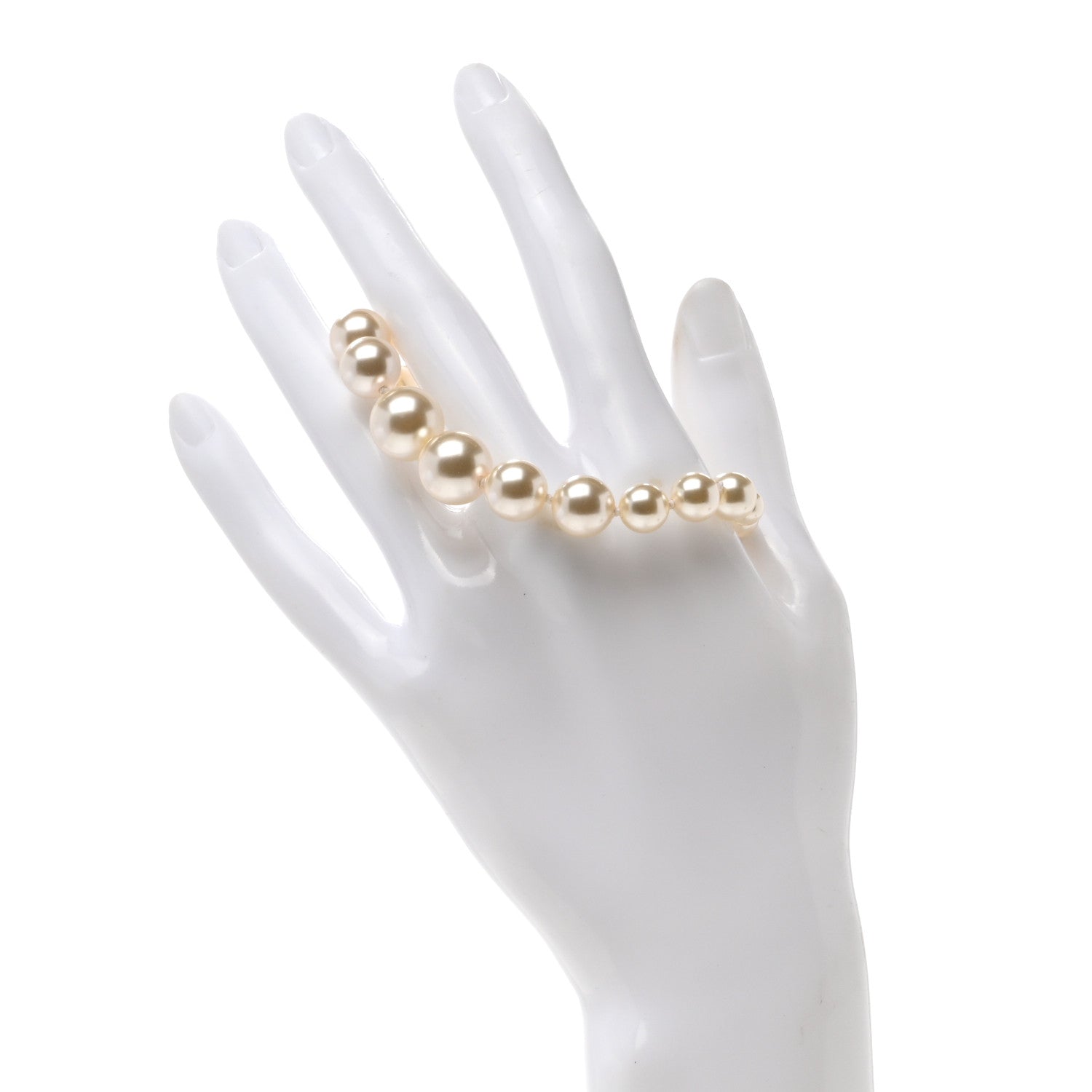 Chanel Graduated Pearl Crystal CC Bracelet Gold 4 of 4