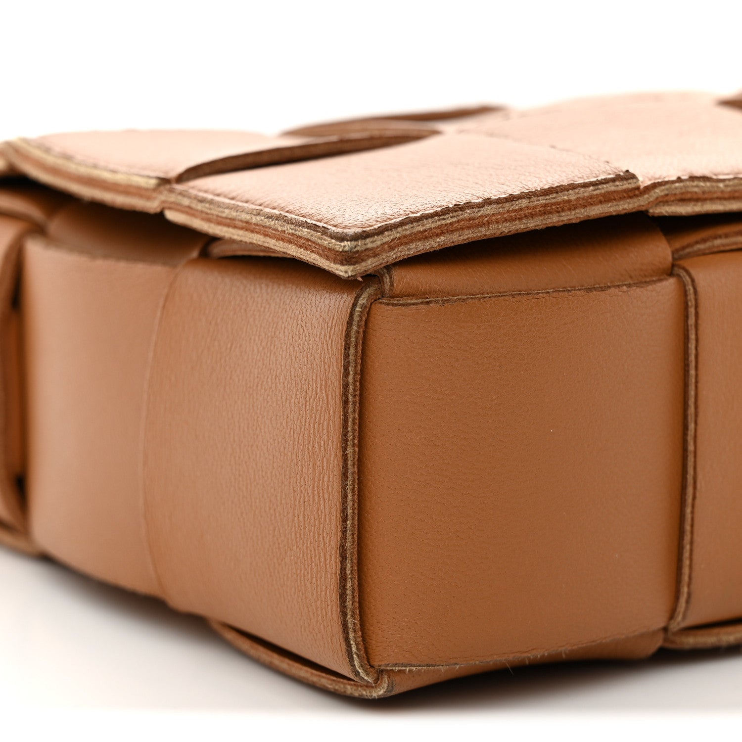 Bottega Veneta Lambskin Maxi Intrecciato Cassette Crossbody Bag Caramel 9 of 13