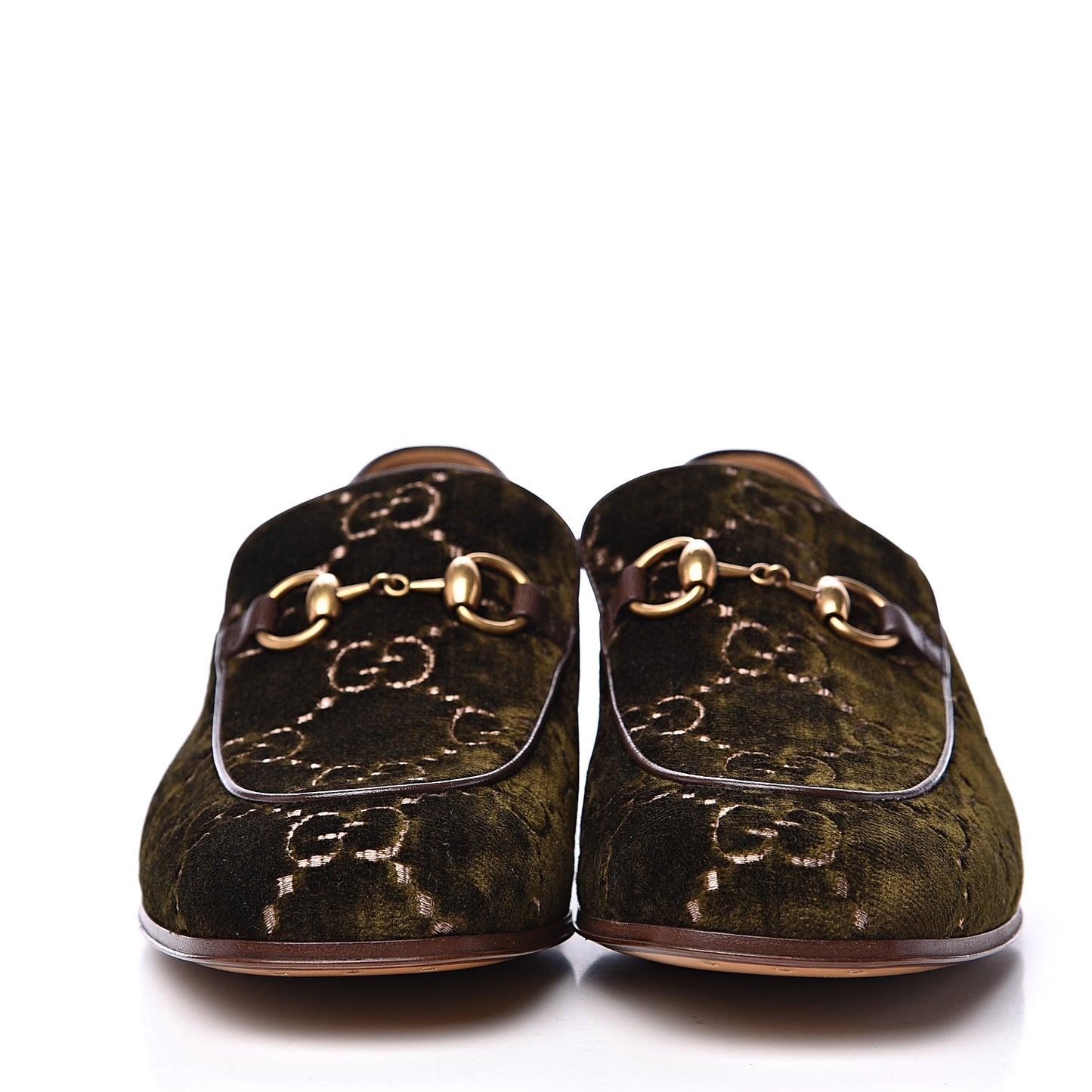 Velvet GG Monogram Mens Horsebit Loafers 7 Green