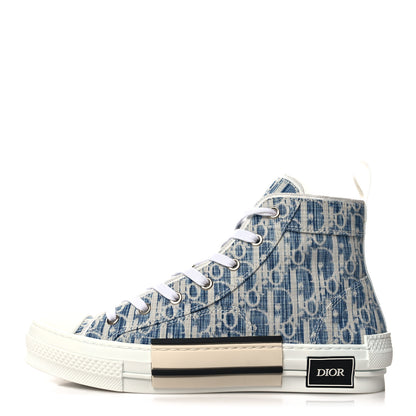 Christian Dior Denim Jacquard Oblique Kasuri B23 High Top Sneakers 42 Blue White 1 of 9