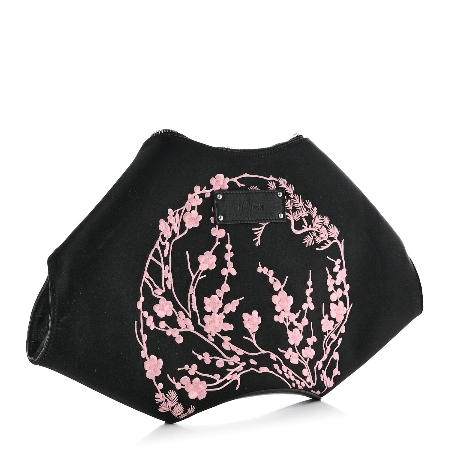 Alexander McQueen Silk Floral Embroidered De Manta Clutch Black 3 of 7