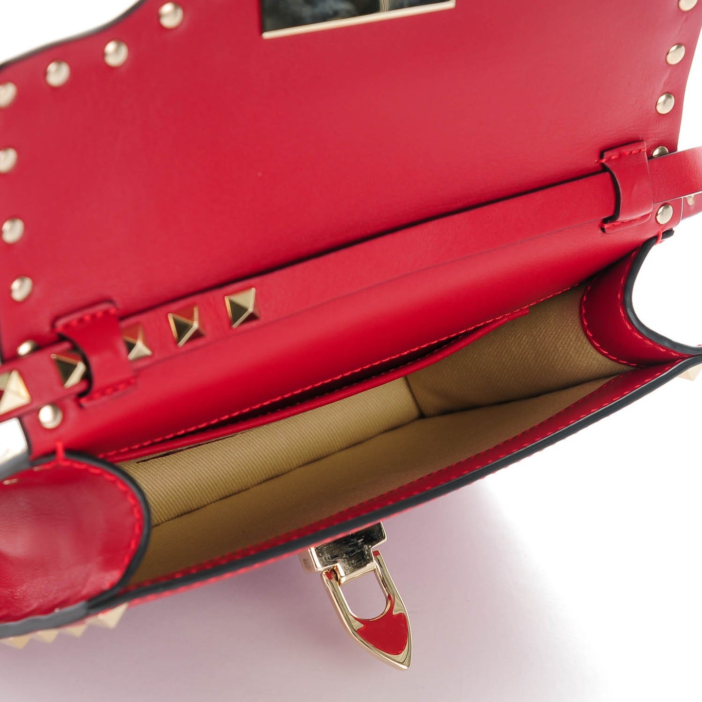 Vitello Rockstud Shoulder Flap Bag Rosso Valentino