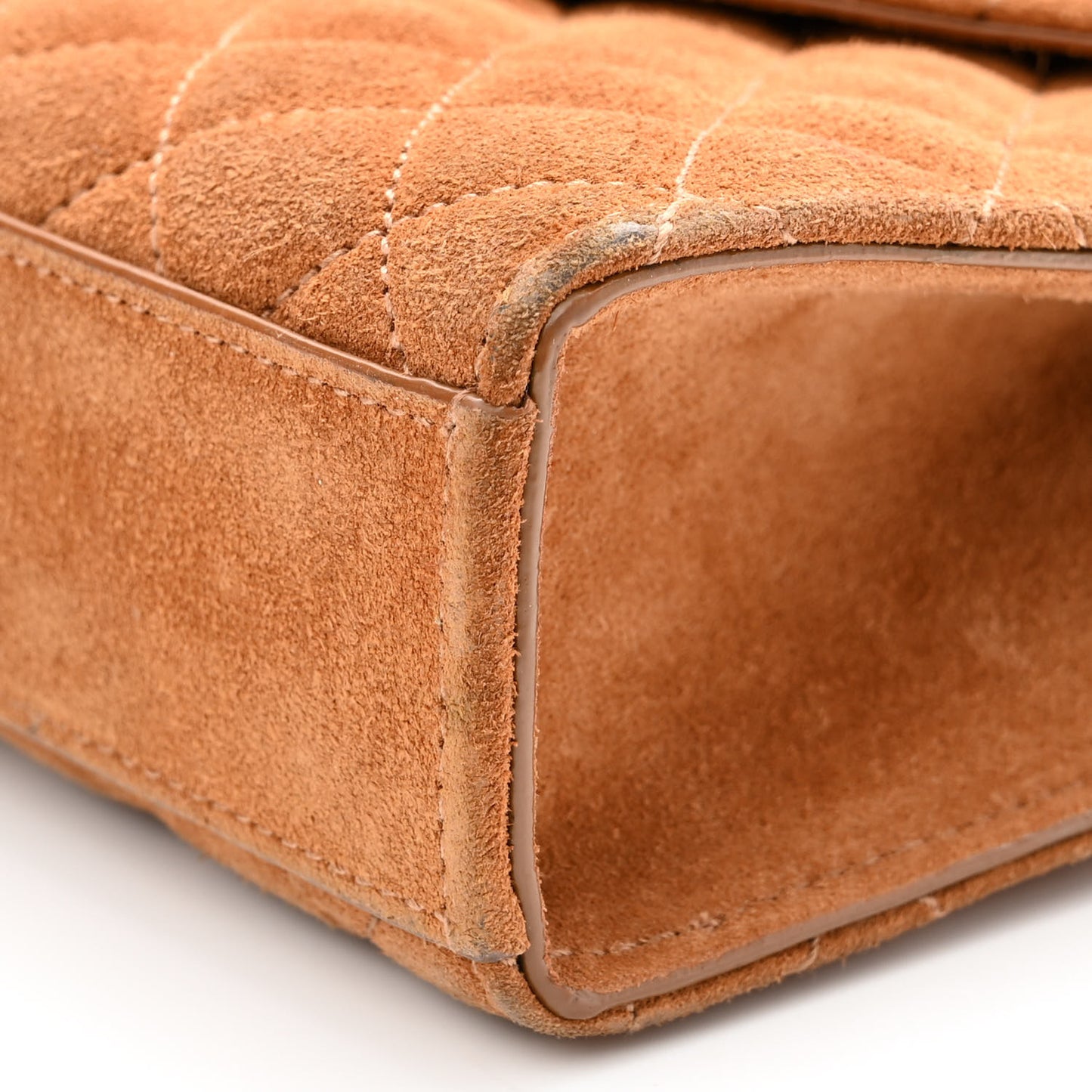 Suede Mixed Matelasse Triquilt Medium Monogram Envelope Satchel Tan