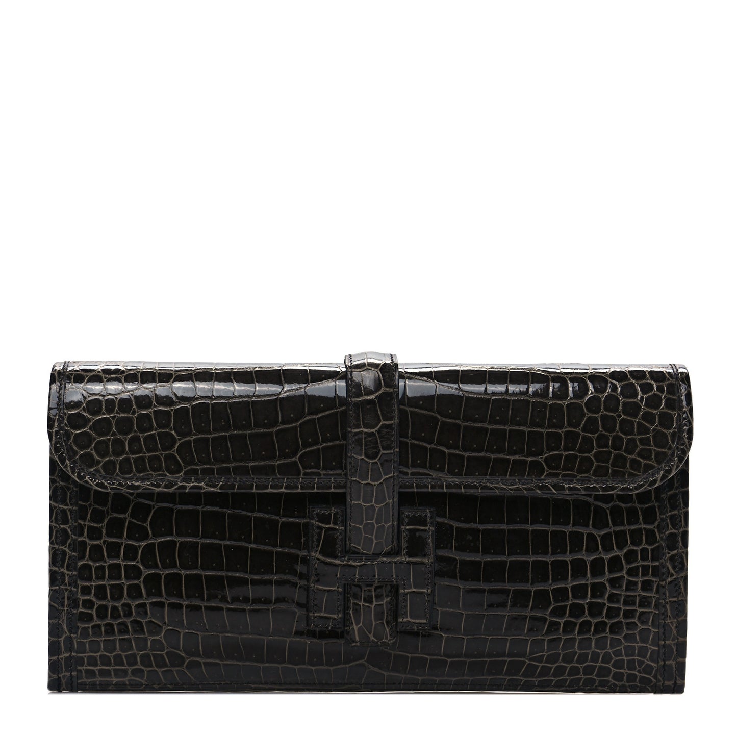 Shiny Porosus Crocodile Jige Elan 29 Clutch Graphite