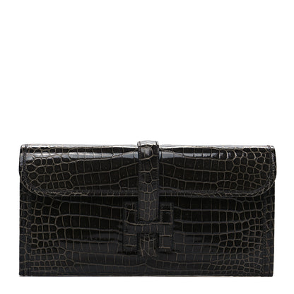 Hermes Shiny Porosus Crocodile Jige Elan 29 Clutch Graphite 1 of 9