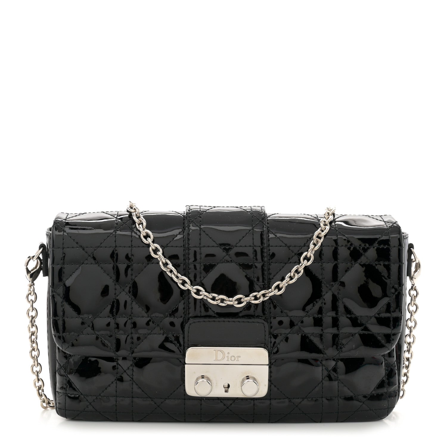 Christian Dior Patent Cannage New Lock Pouch Black 1 of 11