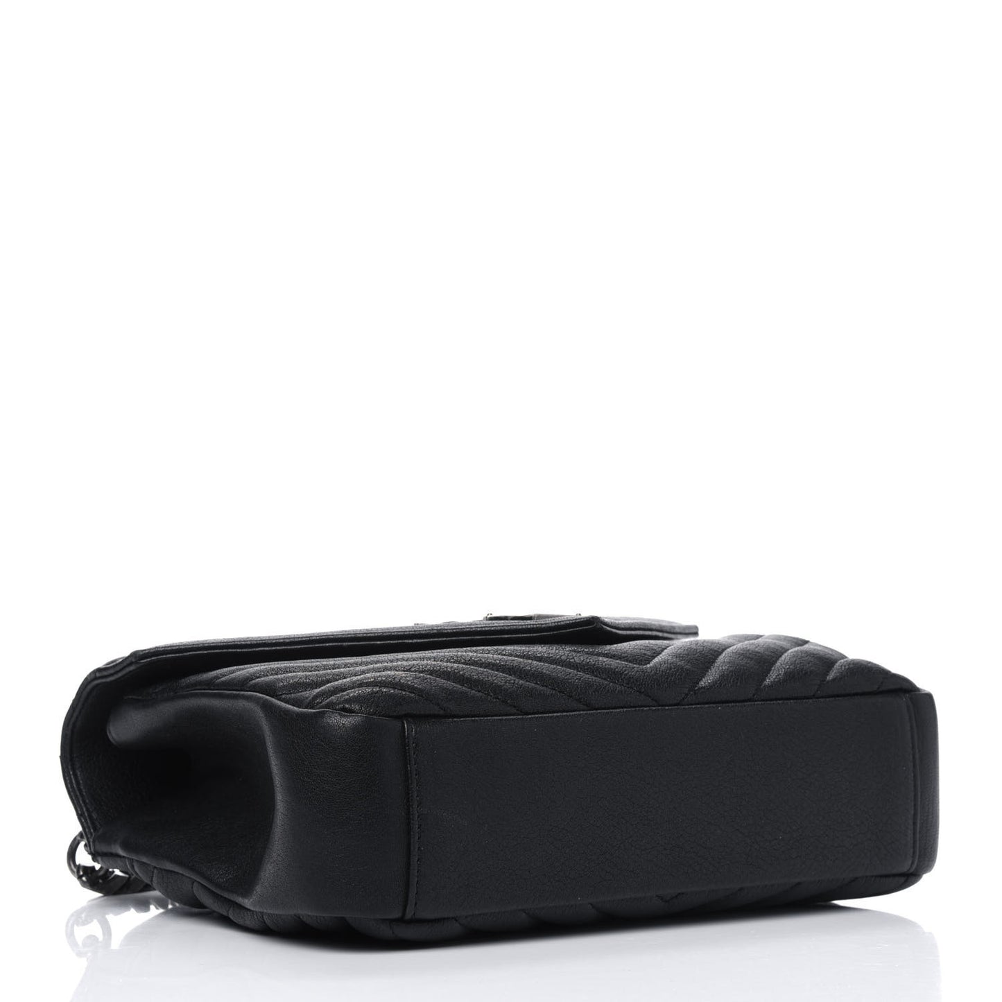 Sheepskin Matelasse Chevron Monogram Medium College Bag Black