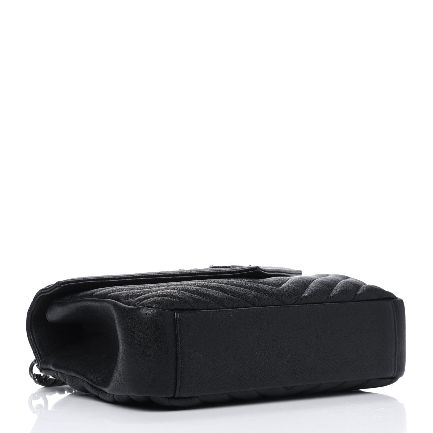 Saint Laurent Sheepskin Matelasse Chevron Monogram Medium College Bag Black 3 of 6