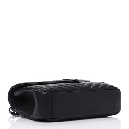Saint Laurent Sheepskin Matelasse Chevron Monogram Medium College Bag Black 3 of 6