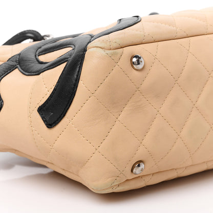 Chanel Calfskin Quilted Large Cambon Bowler Beige Black 9 of 15