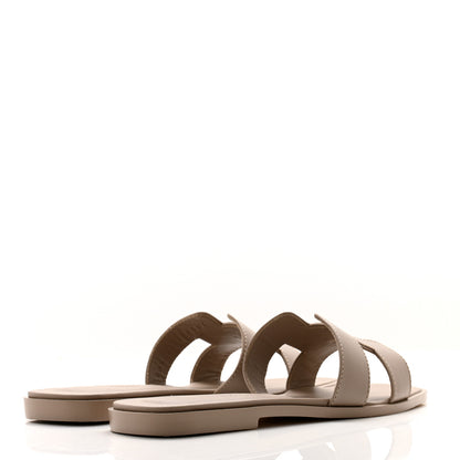 Hermes Box Calfskin Oran Sandals 36.5 Beige Mastic 4 of 9