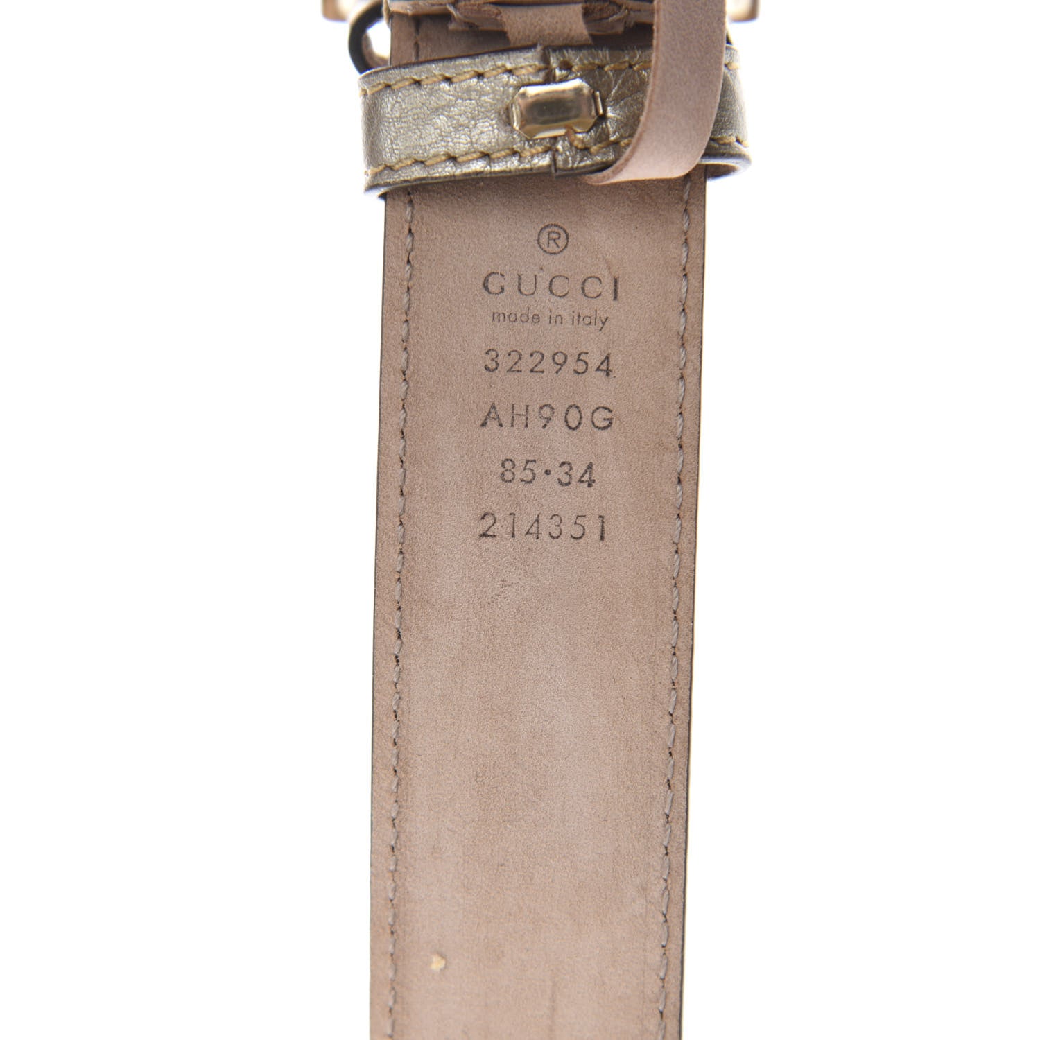 Gucci Metallic Calfskin Bamboo Buckle Belt 85 34 Golden Beige 3 of 3