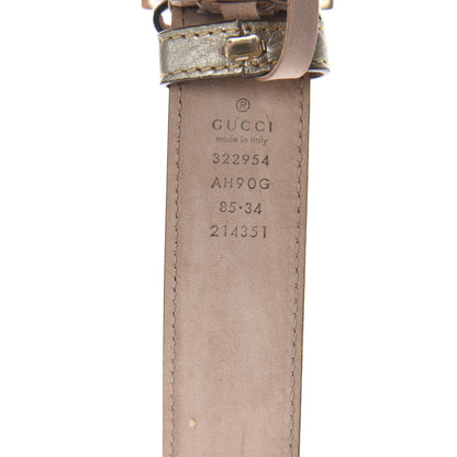 Gucci Metallic Calfskin Bamboo Buckle Belt 85 34 Golden Beige 3 of 3