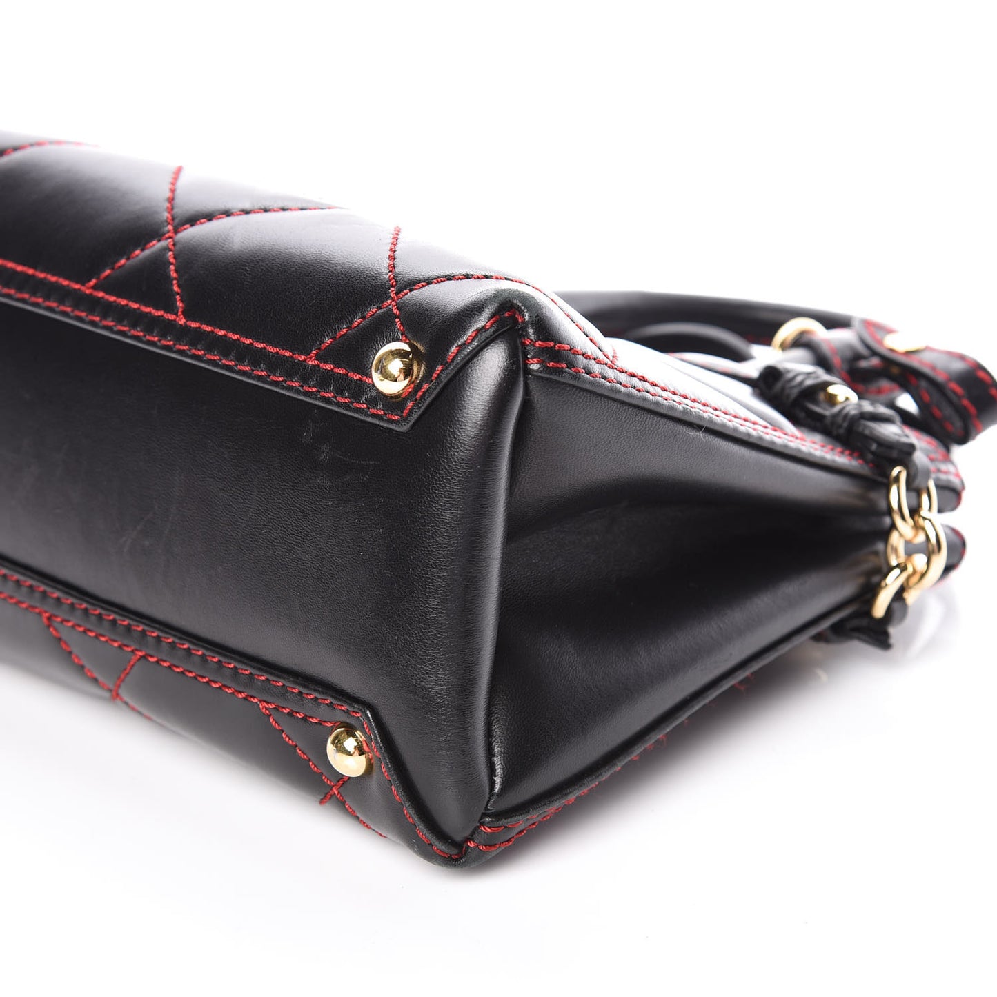 Lambskin Quilted Baby Banner Tote Black