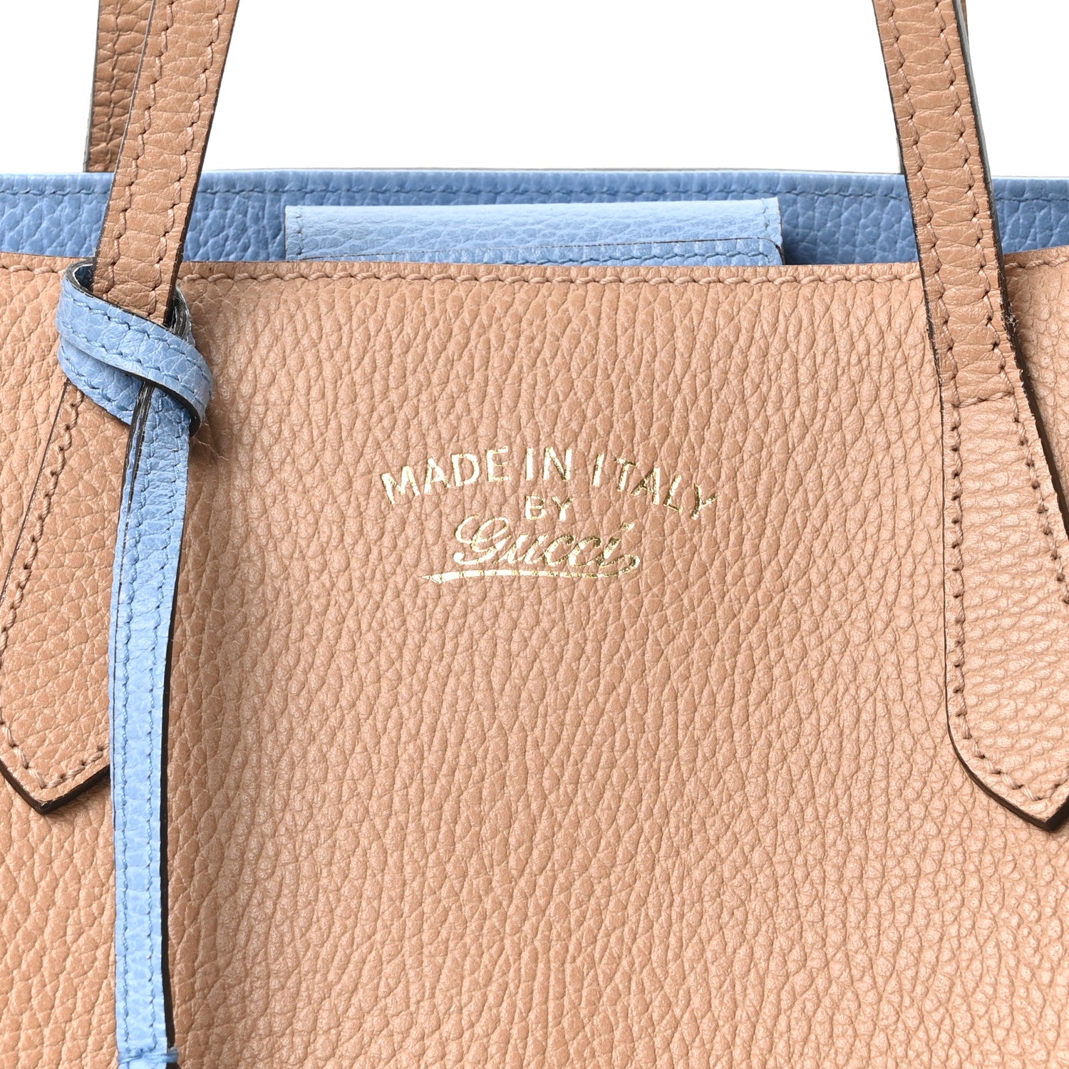 Gucci Dollar Calfskin Small Swing Tote Camelia Mineral Blue 7 of 9