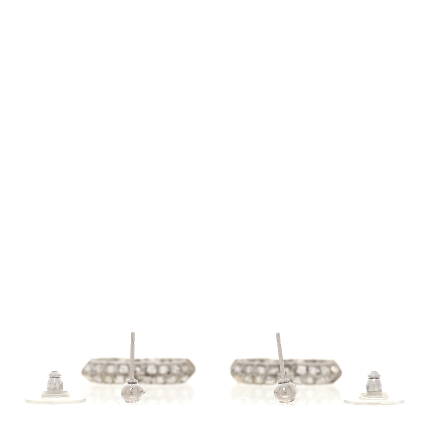 Crystal Baguette CC Drop Earrings Silver