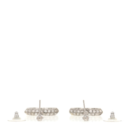 Chanel Crystal Baguette CC Drop Earrings Silver 3 of 4