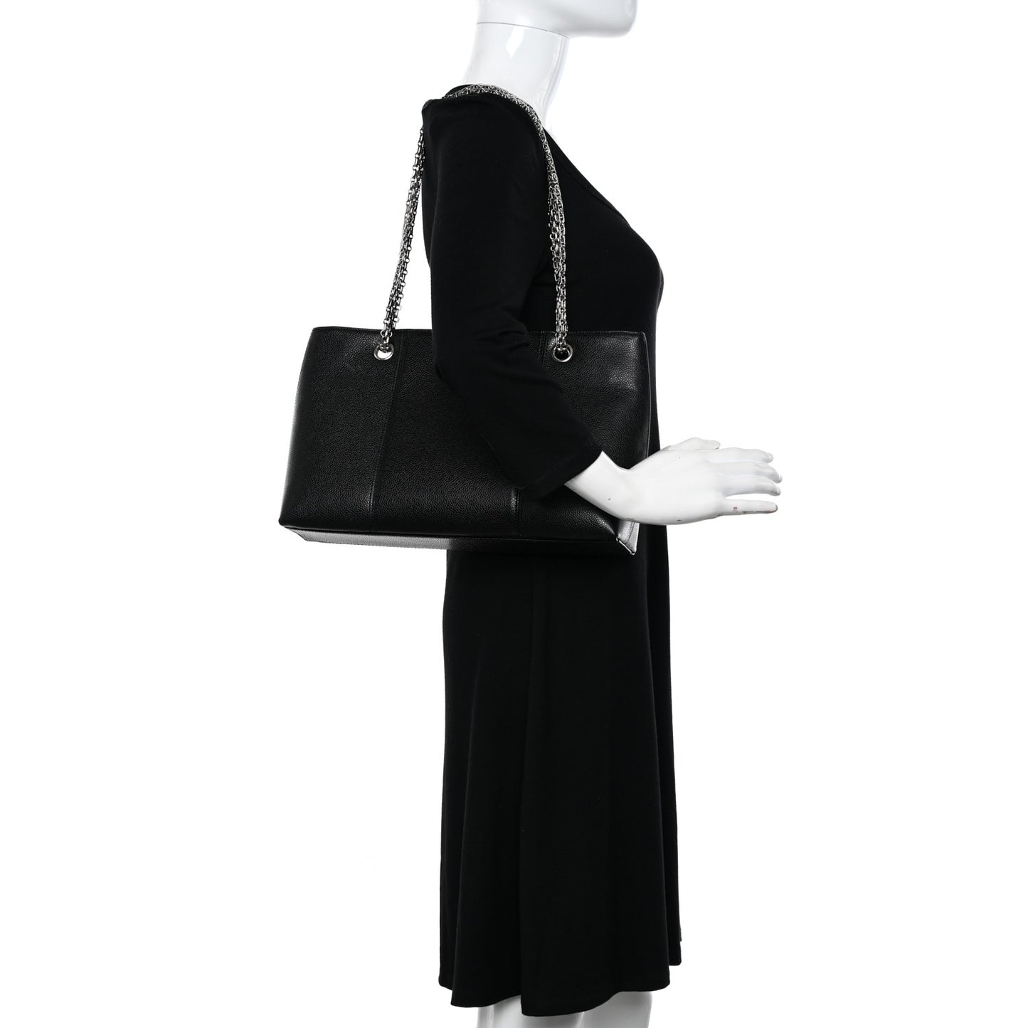 Grained Calfskin Bijoux Chain Shoulder Bag Black