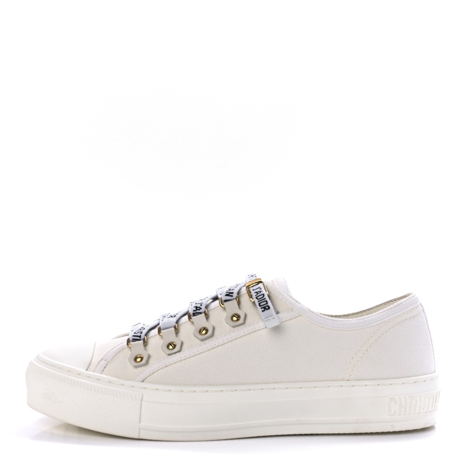 Christian Dior Canvas Dot Walk'N'Dior Low Top Sneakers 38.5 Milk 1 of 9