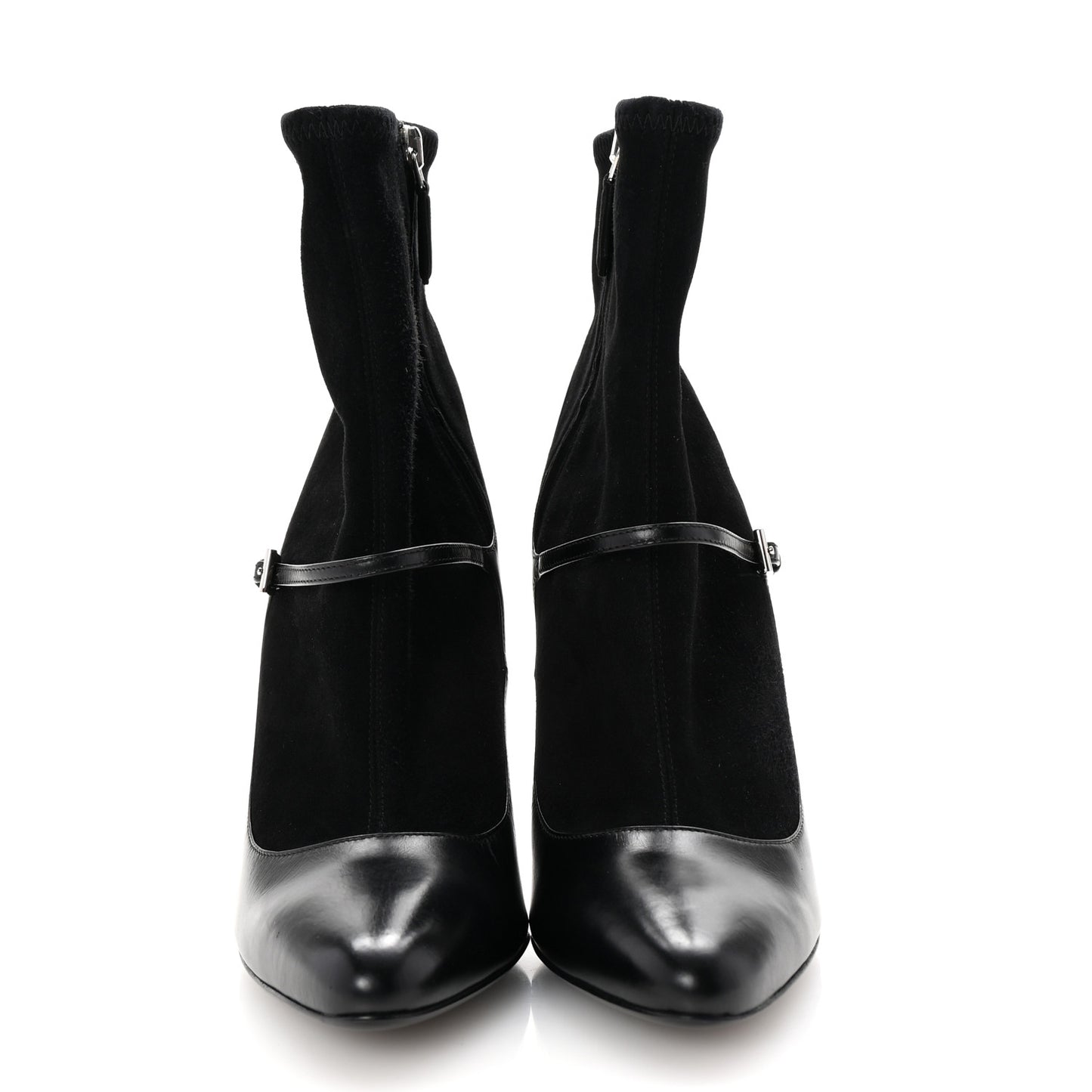 Vitello Lux Camoscio Mary Jane Ankle Boots 36 Black