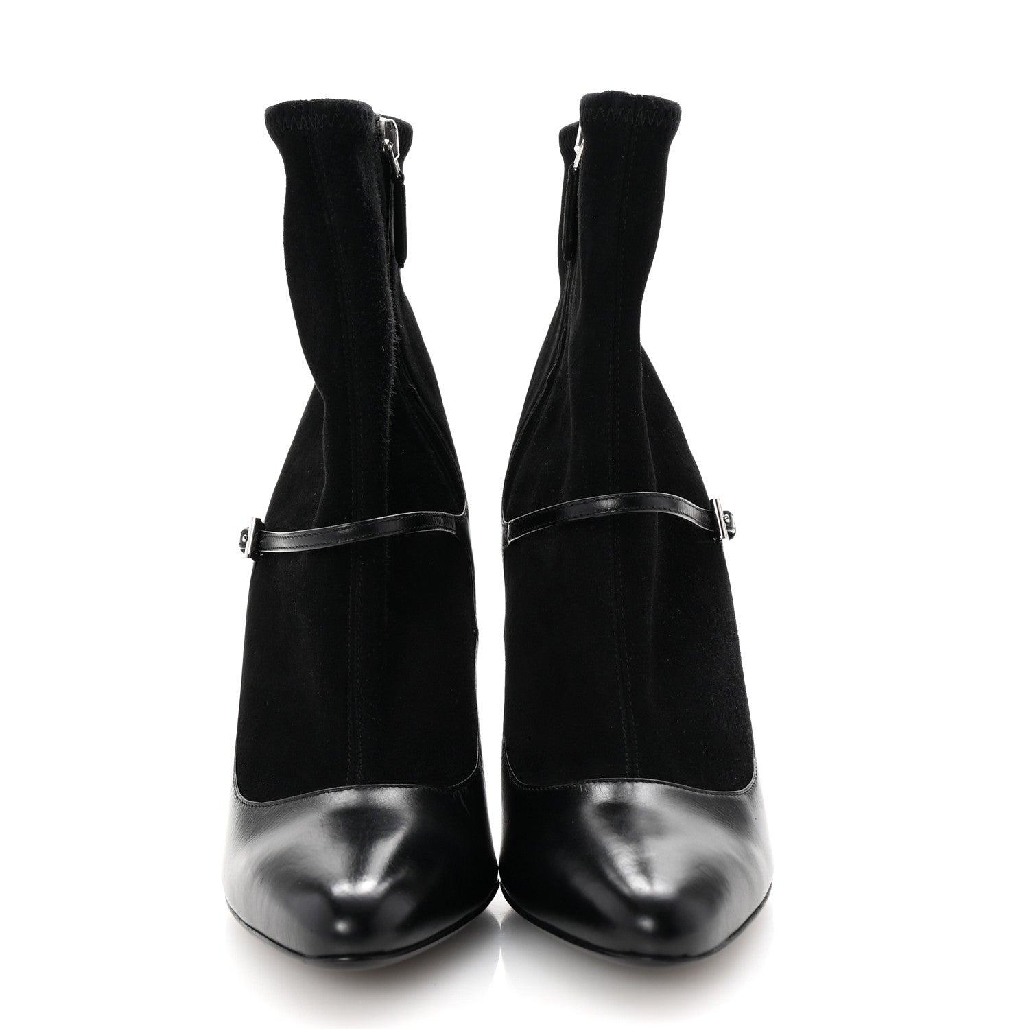 Prada Vitello Lux Camoscio Mary Jane Ankle Boots 36 Black 3 of 7