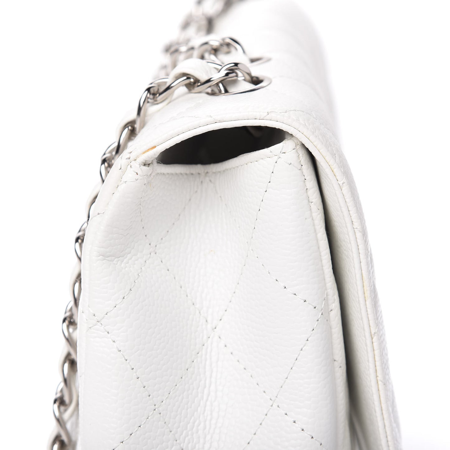 Caviar Quilted Jumbo Single Flap White